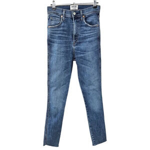 AGOLDE Womens Roxanne Super High Rise Skinny Jeans Size 26 Denim Raw Edge Hem